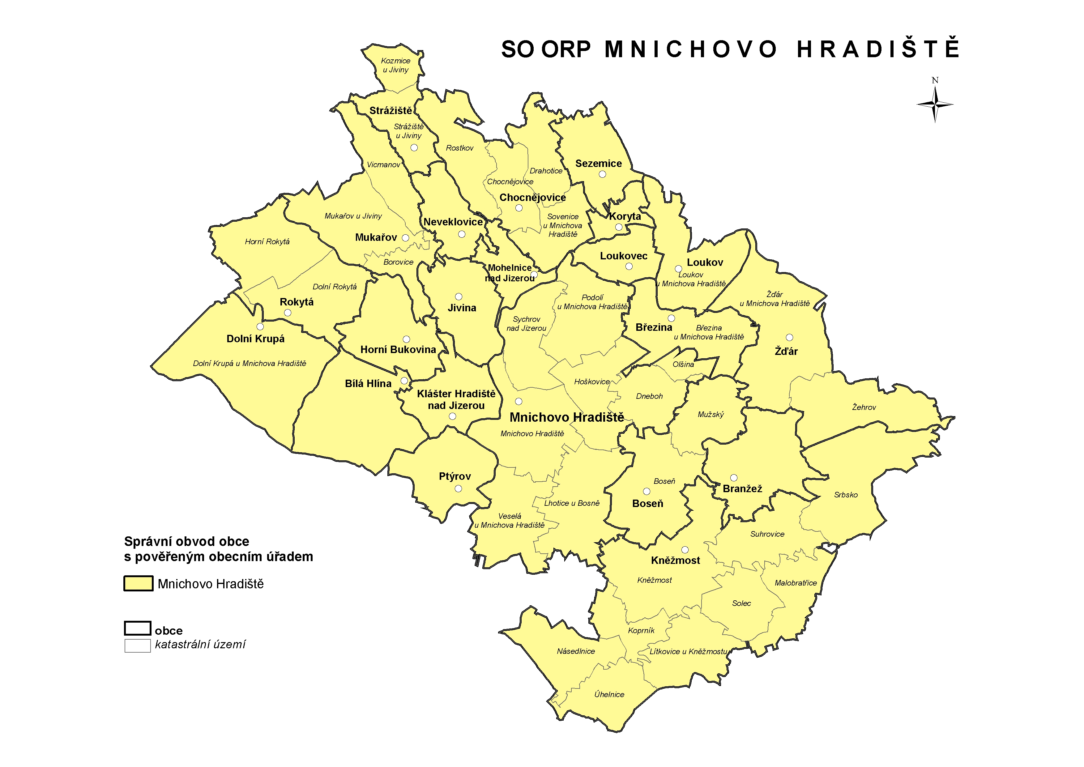 Mapa správního obvodu ORP Mnichovo Hradiště