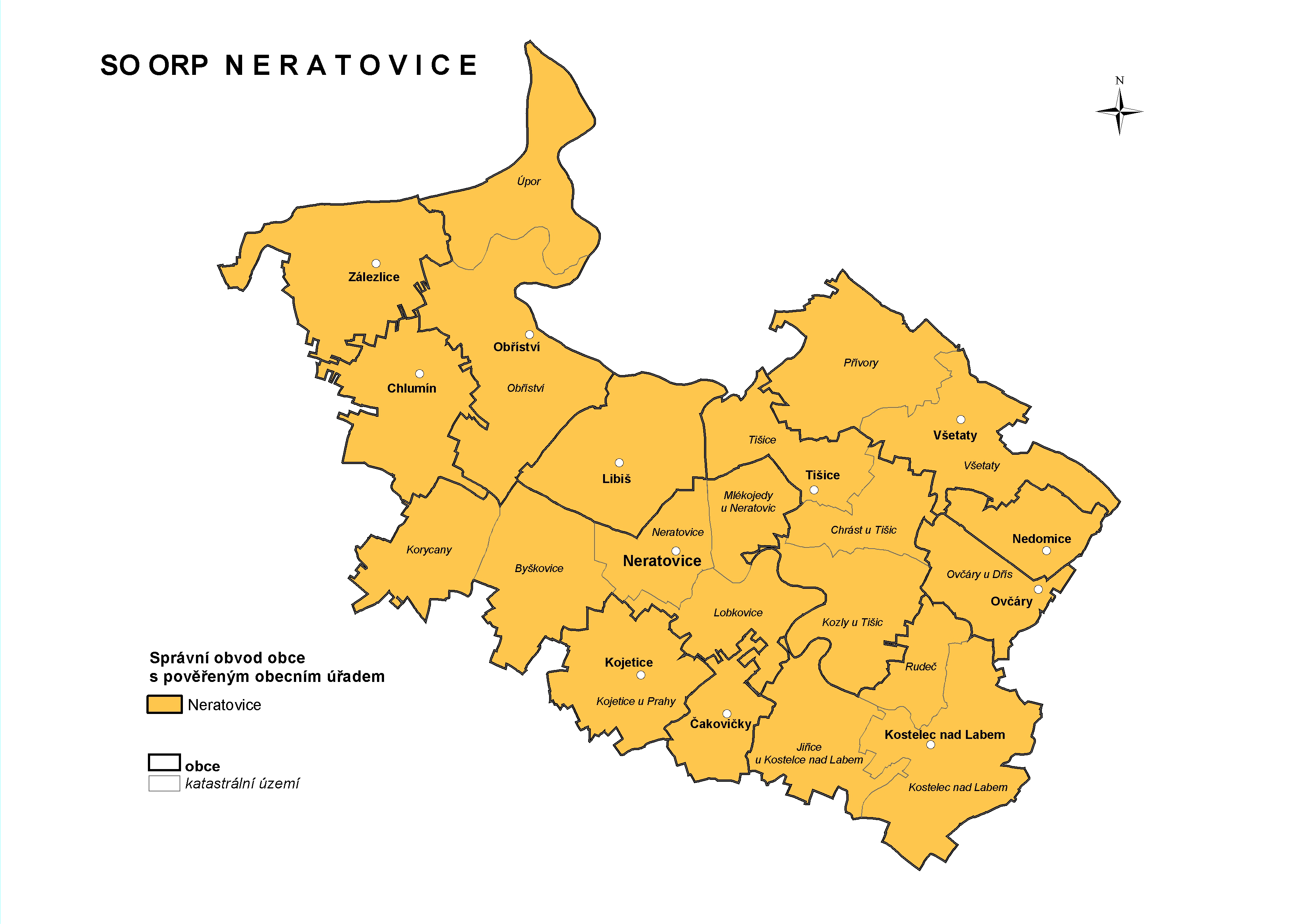 Mapa správního obvodu ORP Nymburk