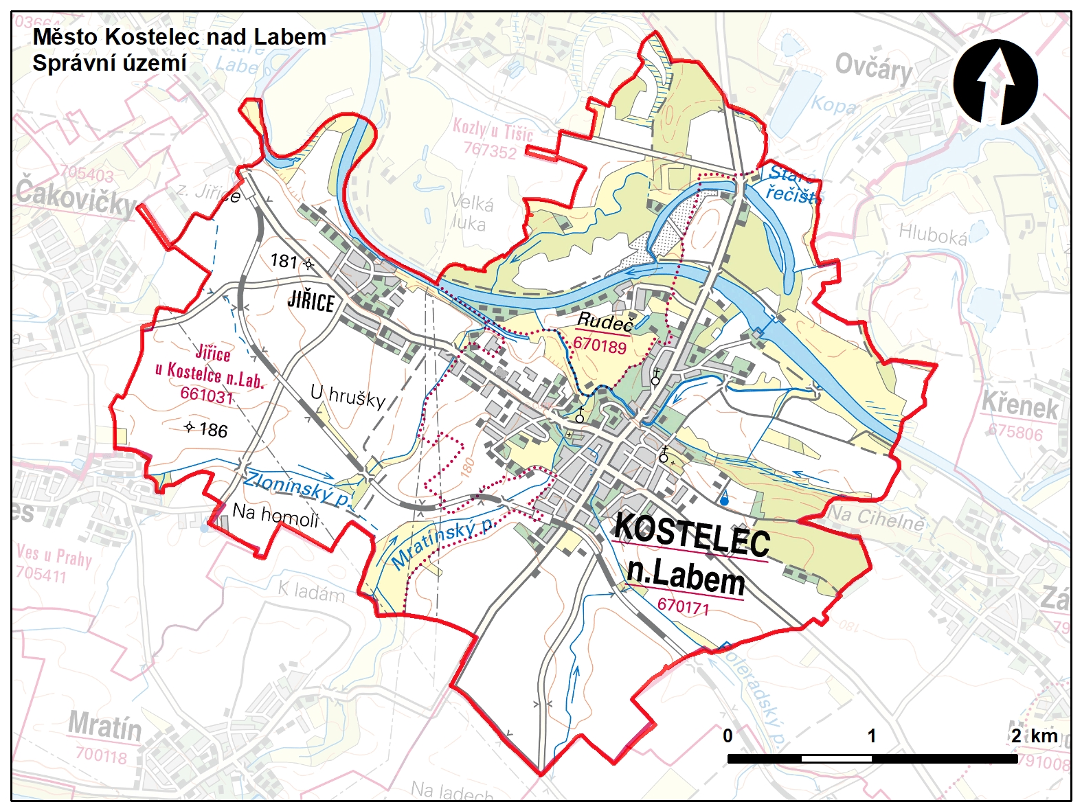 Správní území města Kostelec nad Labem